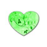 Floral Green Drink Coasters 4 Pack (Heart) 