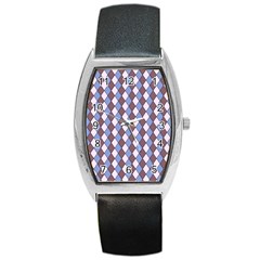 Allover Graphic Blue Brown Tonneau Leather Watch by ImpressiveMoments