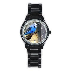 Blue Budgie Sport Metal Watch (black) by WonderfulDreamPicture
