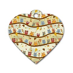 Autumn Owls Dog Tag Heart (two Sided)