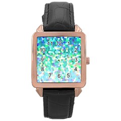 Mosaic Sparkley 1 Rose Gold Leather Watch  by MedusArt