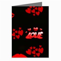 Love Red Hearts Love Flowers Art Greeting Card