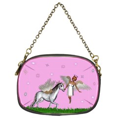 Unicorn And Fairy In A Grass Field And Sparkles Chain Purse (one Side) by goldenjackal