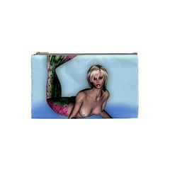 Mermaid On The Beach Cosmetic Bag (small) by goldenjackal