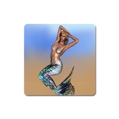 Sexy Mermaid On Beach Magnet (square) by goldenjackal