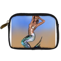 Sexy Mermaid On Beach Digital Camera Leather Case by goldenjackal