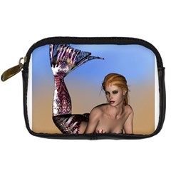 Mermaid On The Beach  Digital Camera Leather Case by goldenjackal