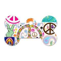 Peace Collage Dog Tag Bone (one Sided)
