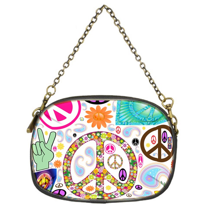 Peace Collage Chain Purse (One Side)