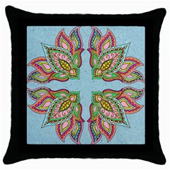 Flowers Black Throw Pillow Case