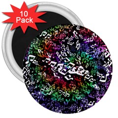 Urock Musicians Twisted Rainbow Notes  3  Button Magnet (10 Pack) by UROCKtheWorldDesign