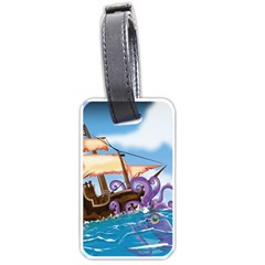 Piratepirate Ship Attacked By Giant Squid  Luggage Tag (one Side) by NickGreenaway