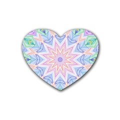 Soft Rainbow Star Mandala Drink Coasters (heart) by Zandiepants