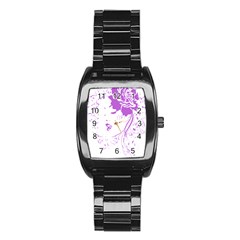 Purple Woman Of Chronic Pain Stainless Steel Barrel Watch by FunWithFibro