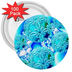 Blue Ice Crystals, Abstract Aqua Azure Cyan 3  Button (100 Pack) by DianeClancy