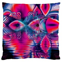 Cosmic Heart Of Fire, Abstract Crystal Palace Large Cushion Case (single Sided)  by DianeClancy