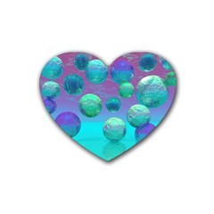 Ocean Dreams, Abstract Aqua Violet Ocean Fantasy Drink Coasters 4 Pack (heart)  by DianeClancy