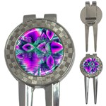  Teal Violet Crystal Palace, Abstract Cosmic Heart Golf Pitchfork & Ball Marker Front