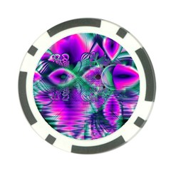  Teal Violet Crystal Palace, Abstract Cosmic Heart Poker Chip by DianeClancy