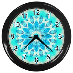 Blue Ice Goddess, Abstract Crystals Of Love Wall Clock (black) by DianeClancy