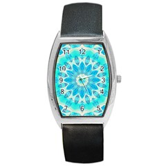 Blue Ice Goddess, Abstract Crystals Of Love Tonneau Leather Watch by DianeClancy