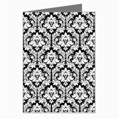 White On Black Damask Greeting Card by Zandiepants