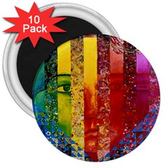 Conundrum I, Abstract Rainbow Woman Goddess  3  Button Magnet (10 Pack)