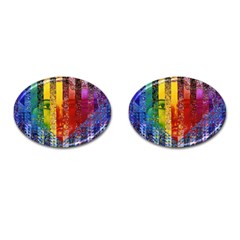 Conundrum I, Abstract Rainbow Woman Goddess  Cufflinks (oval) by DianeClancy
