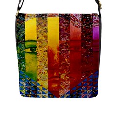 Conundrum I, Abstract Rainbow Woman Goddess  Flap Closure Messenger Bag (large) by DianeClancy