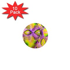 Golden Violet Crystal Heart Of Fire, Abstract 1  Mini Button Magnet (10 Pack)