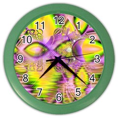 Golden Violet Crystal Heart Of Fire, Abstract Wall Clock (color) by DianeClancy