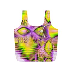 Golden Violet Crystal Heart Of Fire, Abstract Reusable Bag (s) by DianeClancy