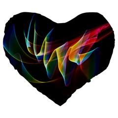 Northern Lights, Abstract Rainbow Aurora 19  Premium Heart Shape Cushion by DianeClancy