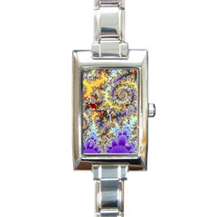 Desert Winds, Abstract Gold Purple Cactus  Rectangular Italian Charm Watch by DianeClancy