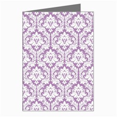 White On Lilac Damask Greeting Card by Zandiepants