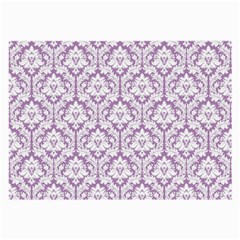 White On Lilac Damask Glasses Cloth (large, Two Sided) by Zandiepants