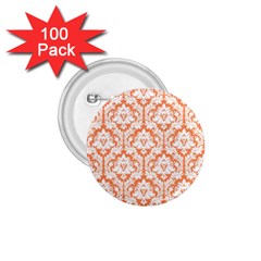 White On Orange Damask 1 75  Button (100 Pack) by Zandiepants