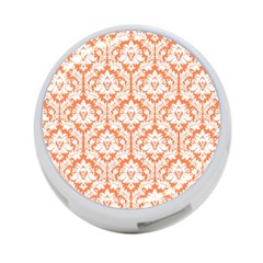 White On Orange Damask 4-port Usb Hub (two Sides) by Zandiepants