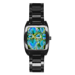 Mystical Spring, Abstract Crystal Renewal Stainless Steel Barrel Watch by DianeClancy