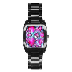 Ruby Red Crystal Palace, Abstract Jewels Stainless Steel Barrel Watch by DianeClancy