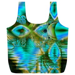 Crystal Gold Peacock, Abstract Mystical Lake Reusable Bag (xl) by DianeClancy