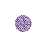 White on Purple Damask 1  Mini Button Front