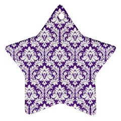 White On Purple Damask Star Ornament (two Sides) by Zandiepants