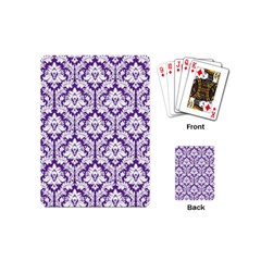 White On Purple Damask Playing Cards (mini) by Zandiepants