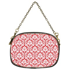 White On Red Damask Chain Purse (one Side) by Zandiepants