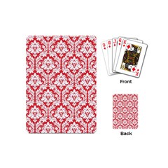 White On Red Damask Playing Cards (mini) by Zandiepants