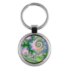 Rose Apple Green Dreams, Abstract Water Garden Key Chain (round) by DianeClancy