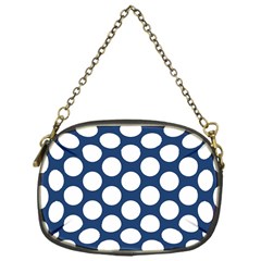 Dark Blue Polkadot Chain Purse (one Side) by Zandiepants