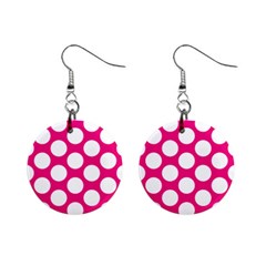 Pink Polkadot Mini Button Earrings by Zandiepants