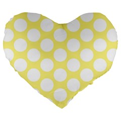 Yellow Polkadot 19  Premium Heart Shape Cushion by Zandiepants